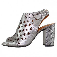 Sandale dama piele naturala - Dogati shoes argintiu - Marimea 38