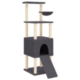 Cumpara ieftin Ansamblu de pisici, stalpi din funie sisal, gri inchis, 153 cm