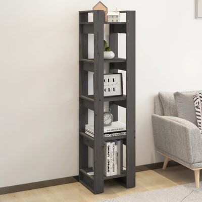 vidaXL Bibliotecă/Separator cameră, gri, 41x35x160 cm, lemn masiv pin foto