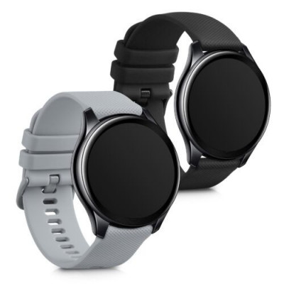 Set 2 Curele pentru OnePlus Watch, Kwmobile, Silicon, Gri/Negru, 56982.04 foto