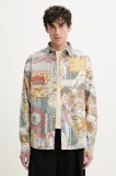 Desigual camasa din bumbac COLOR barbati, culoarea gri, cu guler clasic, regular, 25SMCW10