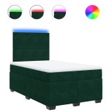 Cumpara ieftin Pat box spring cu saltea, verde inchis, 120x200 cm, catifea