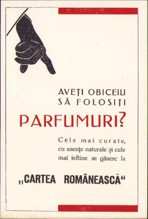 HST A2107 Reclamă interbelică parfum comercializat prin Cartea Rom&acirc;nească