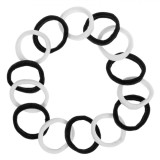 Set 14 Elastice Păr Femei Negru Alb Frotte Sintetic Premium | Accesorii Coafat Prindere Par Nedeteriorare | Banda Elastica Par Universal