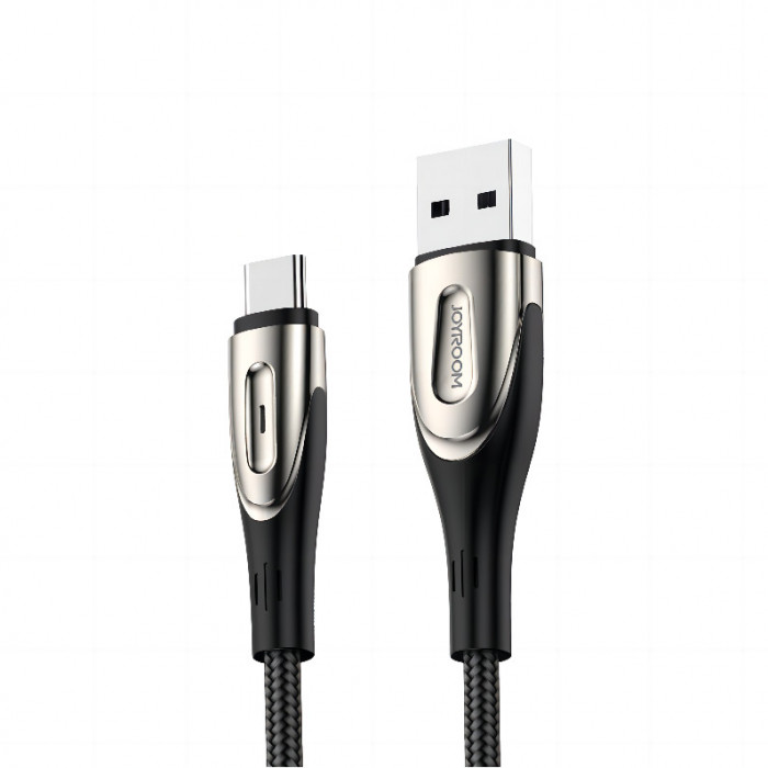 Cablu De &icirc;ncărcare Rapidă Joyroom Sharp Series USB-A - USB-C 3A 2m Negru (S-M411) S-M411-2M TYPE-C BLACK