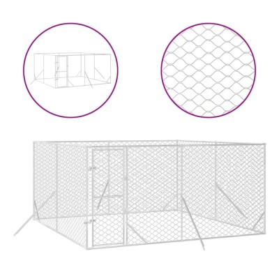 Padoc de exterior pentru caini argintiu 4x4x2 m otel galvanizat foto