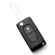 Citroen / Peugeot 407 - Carcasa tip cheie briceag cu 2 butoane, lama HU83-SH2 cu suport baterie foto