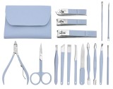 Set de manichiură, foarfecă, foarfece, set manichiură Foarfece Pincetă Pilă Husă 42069-BLUE