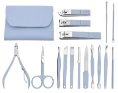 Set de manichiură, foarfecă, foarfece, set manichiură Foarfece Pincetă Pilă Husă 42069-BLUE