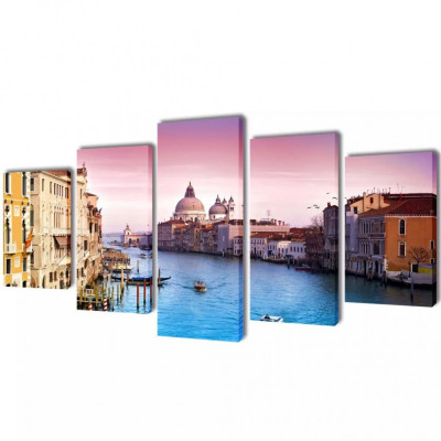 Set Tablouri Din P&amp;acirc;nză Cu Imprimeu Veneția 100 x 50 cm 241556 foto