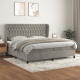 Cumpara ieftin Pat box spring cu saltea, gri deschis, 200x200 cm, catifea