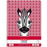 Caiet cu spira A4, 80 file, matematica, Cute Animals Zebra, Herlitz