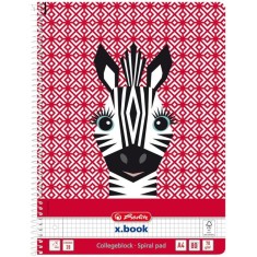 Caiet cu spira A4, 80 file, matematica, Cute Animals Zebra, Herlitz