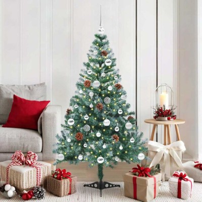 vidaXL Brad de Crăciun artificial cu 150 LED Verde 150 cm PVC și Oțel 3396706 foto