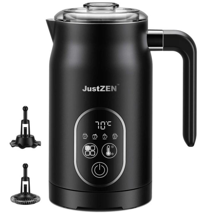 Aparat Pentru Spuma De Lapte 4 in 1 JustZEN&reg;, Spumare Cald, Rece, Ideal Pentru Latte, Cappuccino, Frappe, Functie de Incalzire Lapte, 300ml