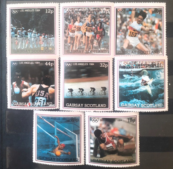 Gairsay sport, J.O. Los Angeles 1984 , box, atletism,caiac canoe, polo 8v.mnh