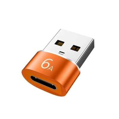Adaptor OTG, de la USB tata la Type-C mama, 60W, Portocaliu foto
