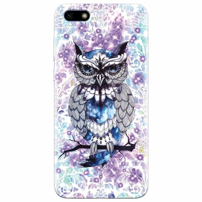 Husa silicon pentru Huawei Y5 Prime 2018, Abstract Owl Husa silicon pentru Huawei Y5 Prime 2018, Abstract Owl