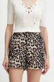 Morgan pantaloni scurți SHRING culoarea bej, cu imprimeu, high waist, SHRING