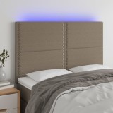 Cumpara ieftin Tăblie de pat cu LED, gri taupe, 144x5x118/128 cm, textil