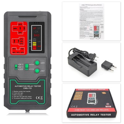 Detector Tester de Relee Auto Wireless Techstar&amp;reg; CNBJ-722, pentru 12V/24V , Compatibil cu Relee 4 si 5 Pini, Afisaj Digital, LED Integrat foto