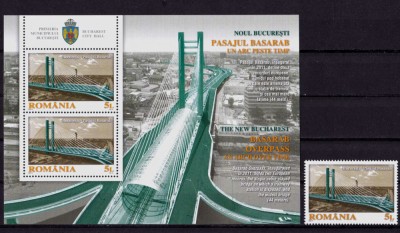 ✅ RO 2011 ,LP 1905+a,&amp;quot;Noul Bucuresti - Pasajul Basarab &amp;quot; ,serie+colita 506 ,MNH foto
