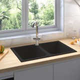 vidaXL Chiuvetă de bucătărie Neagră 760x480x184 mm Granit
