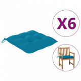 Perne de scaun, 6 buc., albastru deschis, 50x50x7 cm, textil, vidaXL
