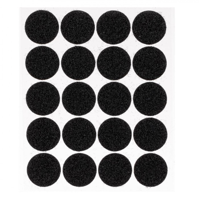 Autocolante Rotunde Velcro, 20 Bucăți, Culoare Negru, Diametru 2cm, Fixare Obiecte Mici