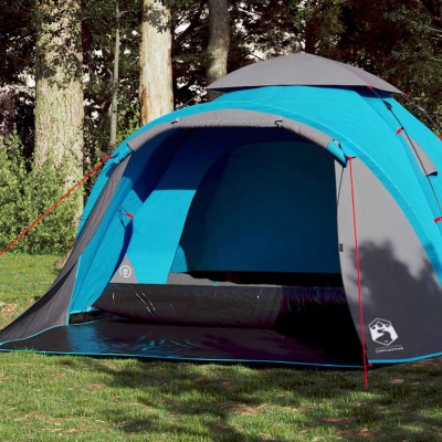 Cort de camping cupolă 3 persoane, setare rapidă, albastru foto