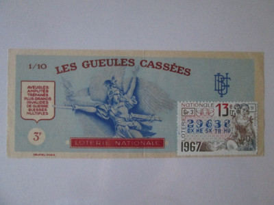 Bilet Loteria Franceză 1967 foto