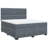 Cumpara ieftin Pat box spring cu saltea, gri inchis, 180x200 cm, catifea
