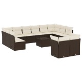 Cumpara ieftin Set canapele de gradina cu perne, 13 piese, maro, poliratan