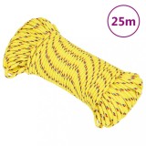 vidaXL Fr&acirc;nghie de barcă, galben, 3 mm, 25 m, polipropilenă