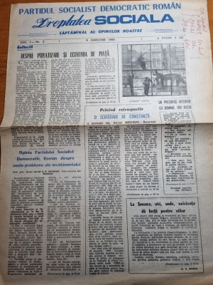 ziarul dreptatea sociala 9 februarie 1990-anul 1,nr.2 foto