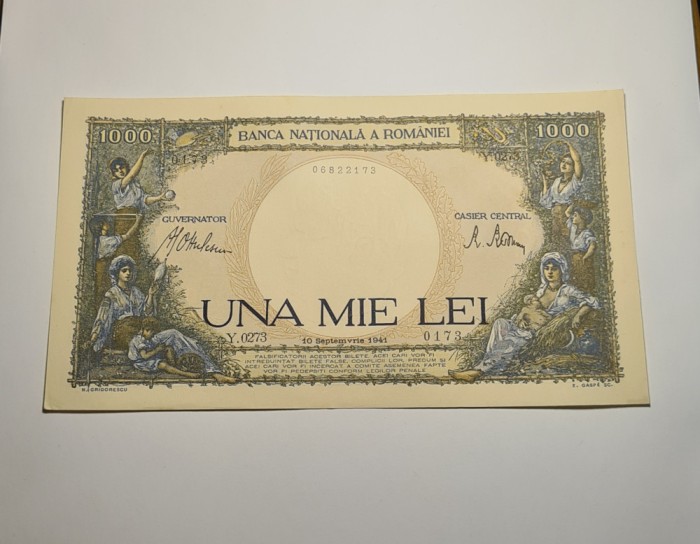 1000 lei 1941 Aunc Unc