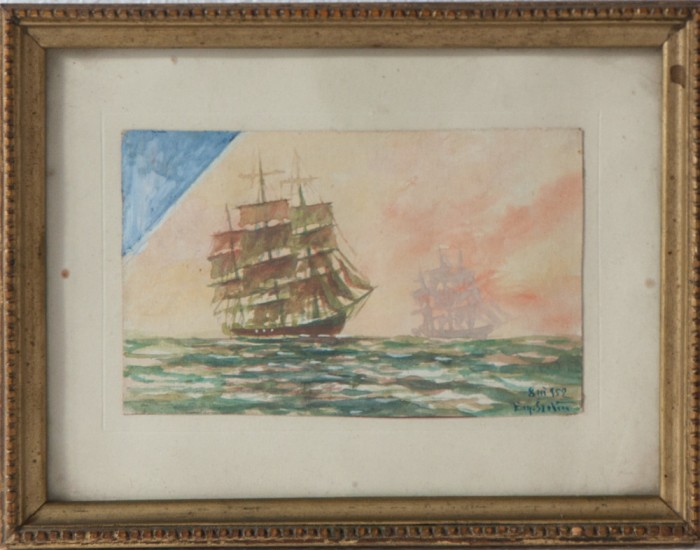 EUGEN SERBIN , ACUARELA ,1952