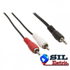 Cablu audio Jack Stereo 3.5mm tata - 2x RCA tata 3m negru Valueline foto