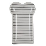 Cumpara ieftin Farfurie ceramica gri alba 10x17x2 cm