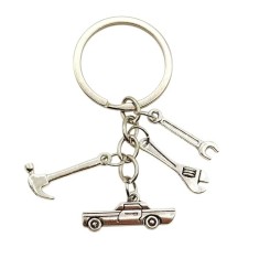 Breloc multifunctional din metal, cu surubelnita, ciocan si cheie, cadou elegant pentru barbati