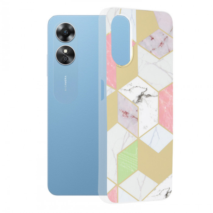 Husa pentru Oppo A17, Techsuit Marble Series, Purple Hex