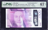 Bancnota Gibraltar 100 Pounds 2015 - P40a (polimer,comemorativa, gradata PMG67 )