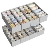 Set organizator sertar 8 piese Vtopmart, cutii depozitare pliabile stofa, 40x15x11 cm, gri