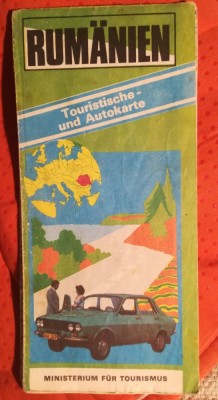 Harta turistică și auto a Rom&amp;acirc;niei, din perioada comunistă, &amp;icirc;n germană foto