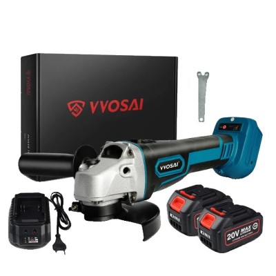 Polizor unghiular, 20V, 5000/10000rpm, disc 125mm, set 2 baterie inclusa, 10x20x30cm, multicolor foto