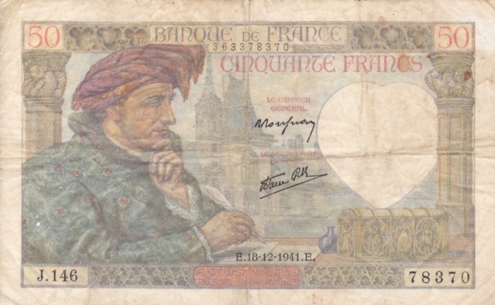 FRANTA 50 francs 18-12-1941 VF!!!