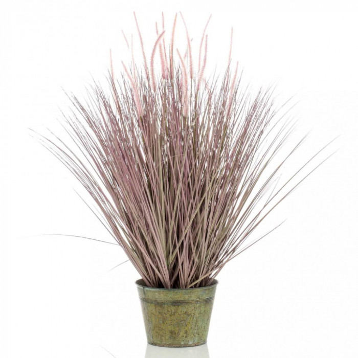 Emerald Iarbă artificială Pennisetum, 99 cm, &icirc;n ghiveci de zinc