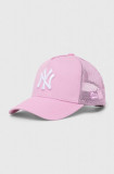 New Era sapca culoarea roz, cu imprimeu, NEW YORK YANKEES