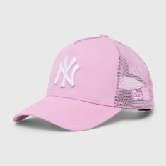 New Era sapca culoarea roz, cu imprimeu, NEW YORK YANKEES