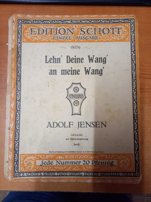 AS - PARTITURA - ADOLF JENSEN - LEHN DEINE WANG AN MEINE WANG, partitura completa